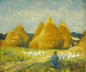 Gathering Geese (Robert William Vonnoh) - Muzeo.com