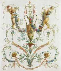 Génies, guirlande de fleurs, vase (Jules-Hughes Rousseau) - Muzeo.com