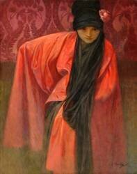 Girl in Red (Alfons Mucha) - Muzeo.com