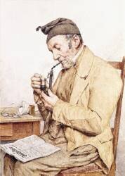 Grandfather with Pipe (Albert Anker) - Muzeo.com