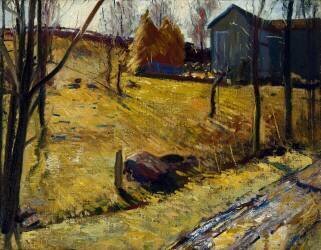 Haystacks and Barn (George Wesley Bellows) - Muzeo.com