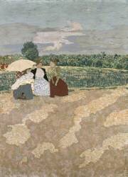 Jardins publics : les nourrices, la conversation ; l 'ombrelle rouge (Edouard Vuillard) - Muzeo.com