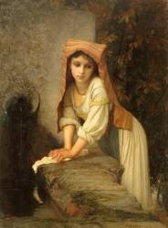 Jeune lavandière, songeuse (Ernest Hébert) - Muzeo.com