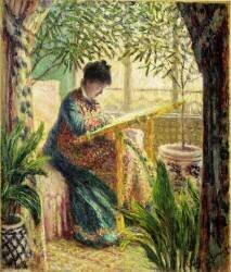 Madame Monet Embroidering (Claude Monet) - Muzeo.com