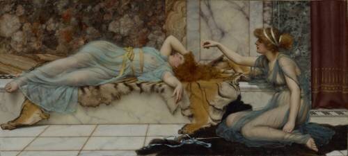 Mischief and Repose (John William Godward) - Muzeo.com
