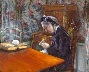 Miss Boissière knitting (Gustave Caillebotte) - Muzeo.com
