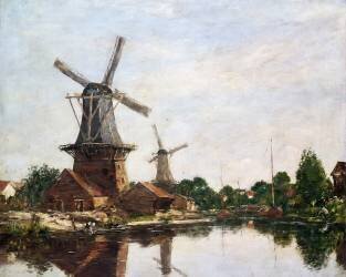 Moulins en Hollande (Eugène Boudin) - Muzeo.com