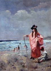 On the Beach (Alfred Stevens) - Muzeo.com