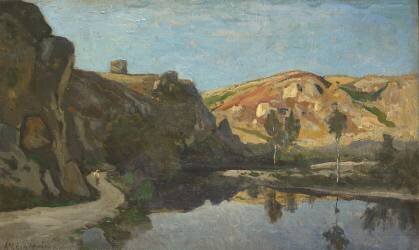 River and Hills (Henri Joseph Harpignies) - Muzeo.com