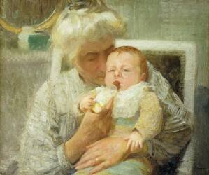 The Baby's Bottle (Robert William Vonnoh) - Muzeo.com