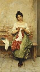 The Seamstress (Eugene Von Blaas) - Muzeo.com