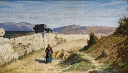 The Shepherdess (Odoardo Borrani) - Muzeo.com
