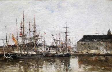 Three-Masters in Dock (Eugène Boudin) - Muzeo.com