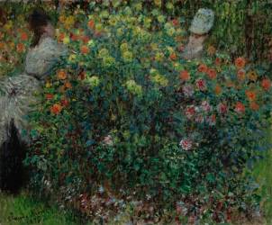 Two Women among the Flowers (Claude Monet) - Muzeo.com