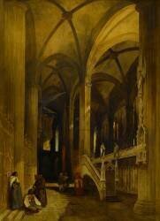 Vue de l'intérieur de la cathédrale Sainte-Eulalie à Barcelone (Adrien Dauzats) - Muzeo.com