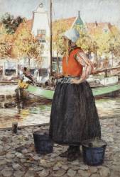 Woman Along Canal (George Hitchcock) - Muzeo.com