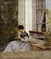 Woman crocheting (Giuseppe de Nittis) - Muzeo.com