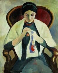 Woman Sewing (August Macke) - Muzeo.com