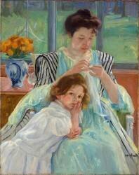 Young Mother Sewing (Mary Cassatt) - Muzeo.com