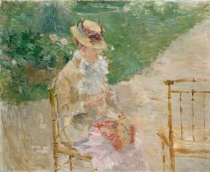 Young woman knitting (Berthe Morisot) - Muzeo.com