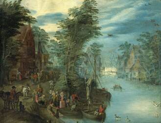 River Scene (Jan Brueghel the Elder) - Muzeo.com