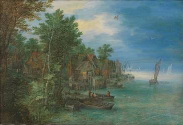 View of a Village along a River (Jan Brueghel the Elder) - Muzeo.com