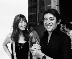 Jane Birkin and Serge Gainsbourg on the set of TV Programme 