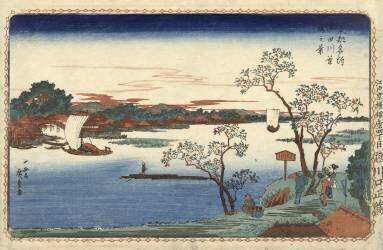Cherry trees in leaf along the Sumida River (Hiroshige) - Muzeo.com