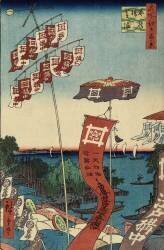 Kanasugi Bridge, Shibaura (Hiroshige) - Muzeo.com