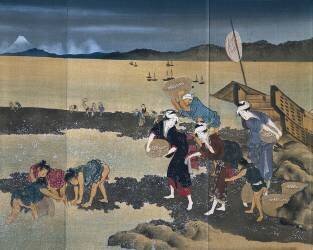 Mussel Fishing (Hokusai) - Muzeo.com