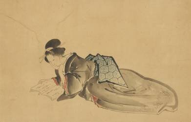 Reclining Courtesan Reading (Hokusai) - Muzeo.com