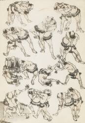 The wrestlers (Hokusai) - Muzeo.com