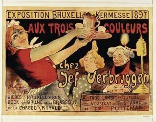 Exposition Bruxelles. Kermesse 1897. Aux trois couleurs chez Jef Verbruggen... (Flasschoen G.) - Muzeo.com