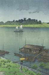 May Day Rain at Arakawa River, June 1932 (Hasui Kawase) - Muzeo.com