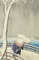 Snow at Yanagibashi (Ohara Koson) - Muzeo.com