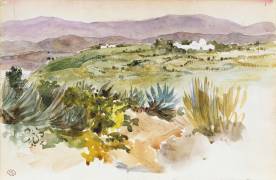 Album d'Afrique du Nord et d'Espagne : paysage aux environs de Tanger,