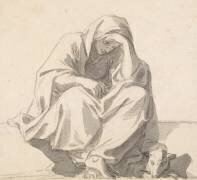 Femme affligée assise (Charles Le Brun) - Muzeo.com