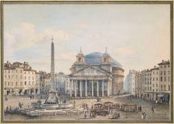 Vue du temple d'Agrippa sur la piazza della rotonda (Victor-Jean Nicolle) - Muzeo.com