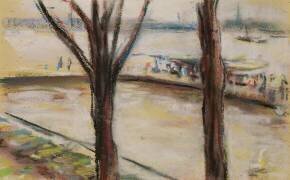 Landing-stage at the Uhlenhorster Fahrhaus in Autumn (Max Liebermann) - Muzeo.com