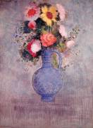 Still Life of Flowers in a Blue Vase (Odilon Redon) - Muzeo.com