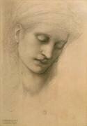 Tête de jeune femme les yeux baissés (Edward Burne-Jones) - Muzeo.com