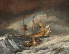 Boats Carrying Out Anchors to the Dutch Men of War (Joseph Mallord William Turner) - Muzeo.com