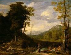 Paysage avec bergers et joueurs de flûte (Johannes Glauber) - Muzeo.com