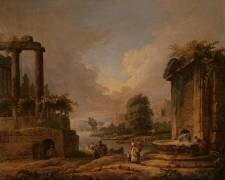 Paysage avec fontaine (Hubert Robert) - Muzeo.com