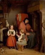 Scène d'intérieur avec une vieille femme, une fillette et un garçon (Adèle Martin) - Muzeo.com