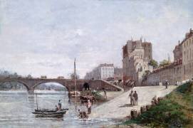 The Seine and the Port of Courbevoie (Gustave Mascart) - Muzeo.com