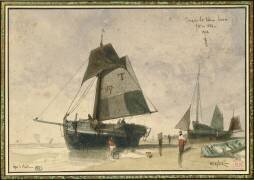 Two Fishing Boats (Louis Adolphe Hervier) - Muzeo.com
