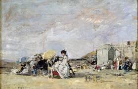Woman in White on the Beach at Trouville (Eugène Boudin) - Muzeo.com