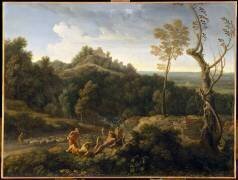 Paysage avec trois bergers et un troupeau de moutons (Gaspard Dughet) - Muzeo.com