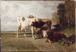 Vaches au repos (Constant Troyon) - Muzeo.com